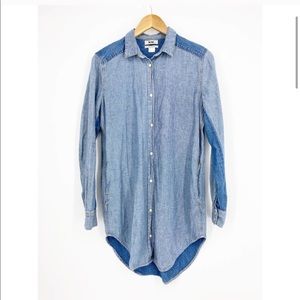 Acne Blue Jean Long Sleeve Pearl Snap Chambray Top